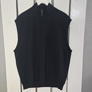 Fairway and Greene Mens Wool Quarter Zip Vest Sweater Large Black Golf Sports‎